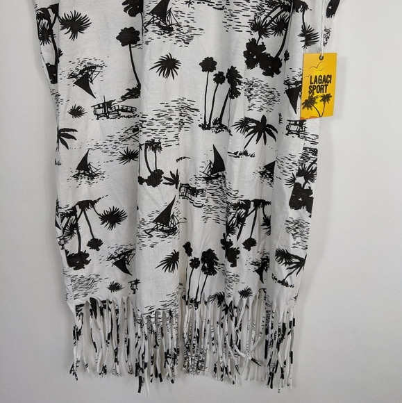 NWT Lagaci Sport tropical print fringe tank top - Picture 3 of 5